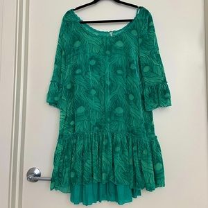 NWOT Free People Green Velvet Lined Dress